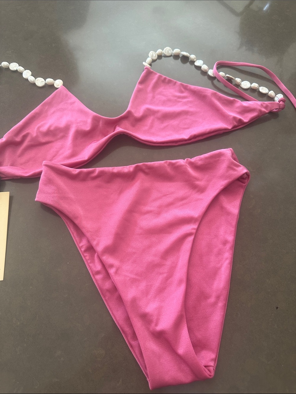 Maygel Coronel Hot Pink Beaded-Strap Bikini